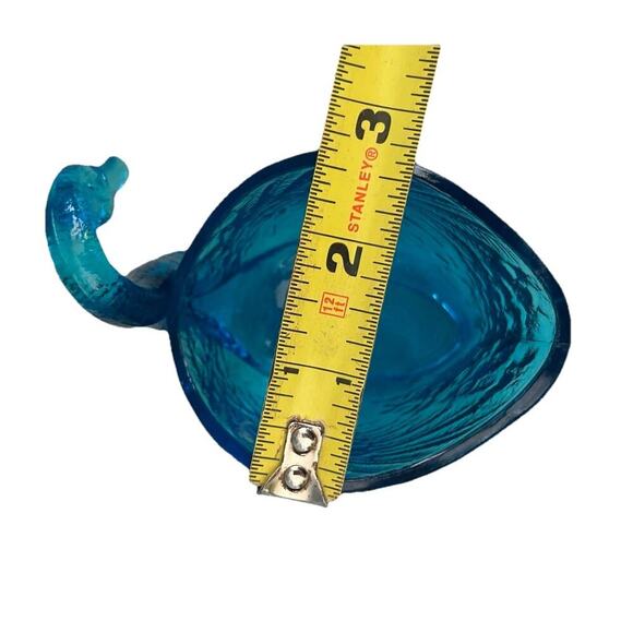 Vintage Swan L E Smith Glass Turquoise Blue Trinket Dish Nautical Beach Decor - Picture 9 of 16